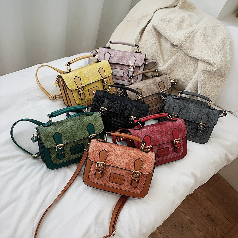 Vintage Style Serpentine Leather Crossbody Bags For Women Designer Female Shoulder Messenger Bag Lady Small Handbags Totes