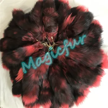 

1 Lot Red Black 40cm Real Fox Tail Tassel Keychain real Fur Tail bag Charm Car Keyring Pendant