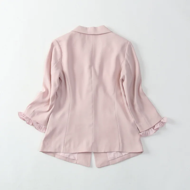 

XEC9 2018 Autumn New Style Elegant One-Button Chiffon Flounced Joint Long Sleeve Suit Jacket