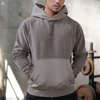 

2019 Winter Embroidery Fitness Men's Gyms Hooded Sweatshirt New Brand Autumn Bodybuilding Pure Color Long Sleeve Hoodies Clothes