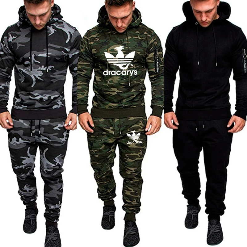 Casual Joggers Mens Tracksuits 2 Pieces Sets Autumn Hooded+Pants Camouflage Suit Gym Zipper Sportswear Sweat Suits Men's Clothes Casual Joggers Mens Tracksuits 2 Pieces Sets Autumn Hooded+Pants Camouflage Suit Gym Zipper Sportswear Sweat Suits Men's Clothes