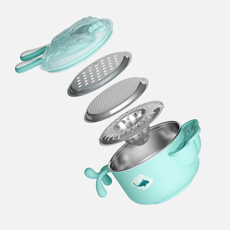 8pcs Baby Tableware Set Stainless Steel Thermal Baby Feeding Bowl Dinnerware With Spoon Forks Kids Dinner Feeding Dishes Set