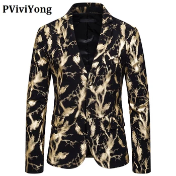 

PViviYong luxury brand 2020 high quality suits blazer men slim fit fashion printing suit jacket men European size X131