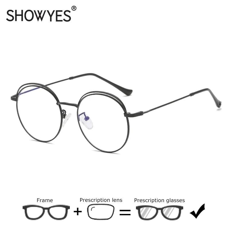 2019 Personality Round Frame Prescription Glasses For Myopia Men Women Alloy Photochromic Or Blue Light Blocking Spectacles Male |