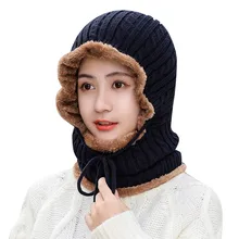 Шапка-бини для женщин и мужчин, унисекс, с шейным кольцом, шарф, шапка для женщин, зимняя, Skullies, теплая шапка, Gorros, вязаная, модная, для женщин, женская шапка