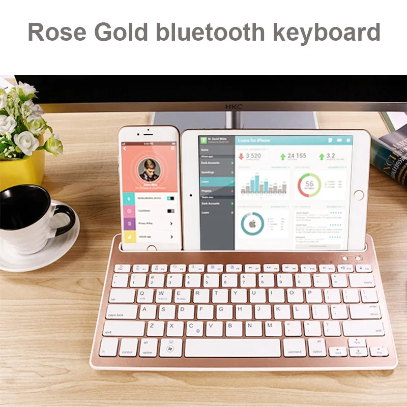 Розовый Оригинальная портативная беспроводная bluetooth-клавиатура для планшета, ноутбука, iPad, Поддержка IOS, Android, система телефона, совместимая с несколькими системами - Цвет: Розовый