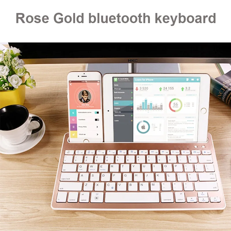 Оригинальная портативная беспроводная bluetooth-клавиатура для планшета, ноутбука, iPad, Поддержка IOS, Android, система телефона, совместимая с несколькими системами - Цвет: Розовый