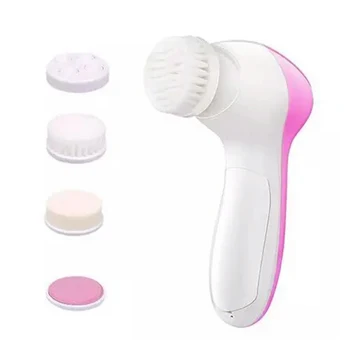 

5 In1 Battery Powered Electric Facial Cleaning Brush With Replacement Head Salon Ergonomic Home Handheld Skin Care Portable