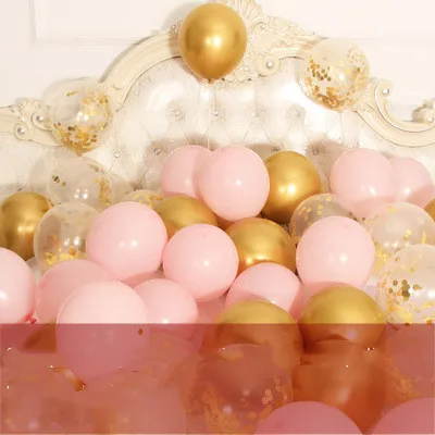 pink gold 15 шт./лот, 12 дюймов, металлические хромированные латексные шары+ прозрачные Серебристые конфетти, шары на свадьбу, день рождения, розовое золото, латексные вечерние шары, Декор - Цвет: pink gold