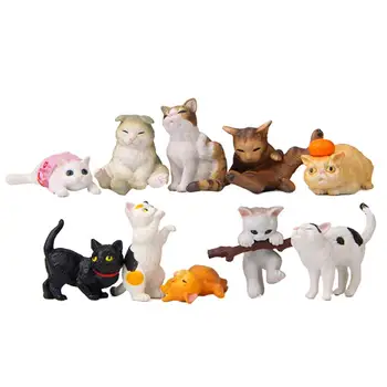 

10pcs Decorative Lovely Cats Statue Crafts for Car Dashboard