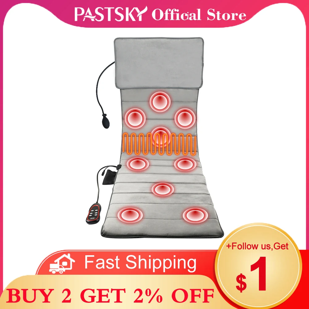 Electric Heating Full Body Massager Pad Home Office Lumbar Neck Waist Back Pain Relief Vibration Stimulating Cushion Relaxation