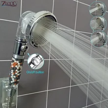 Zloog 3 modos ajustável spa turmalina filtro bolas de poupança água chuveiro cabeça botão interruptor alta pressão spry chuveiro bocal