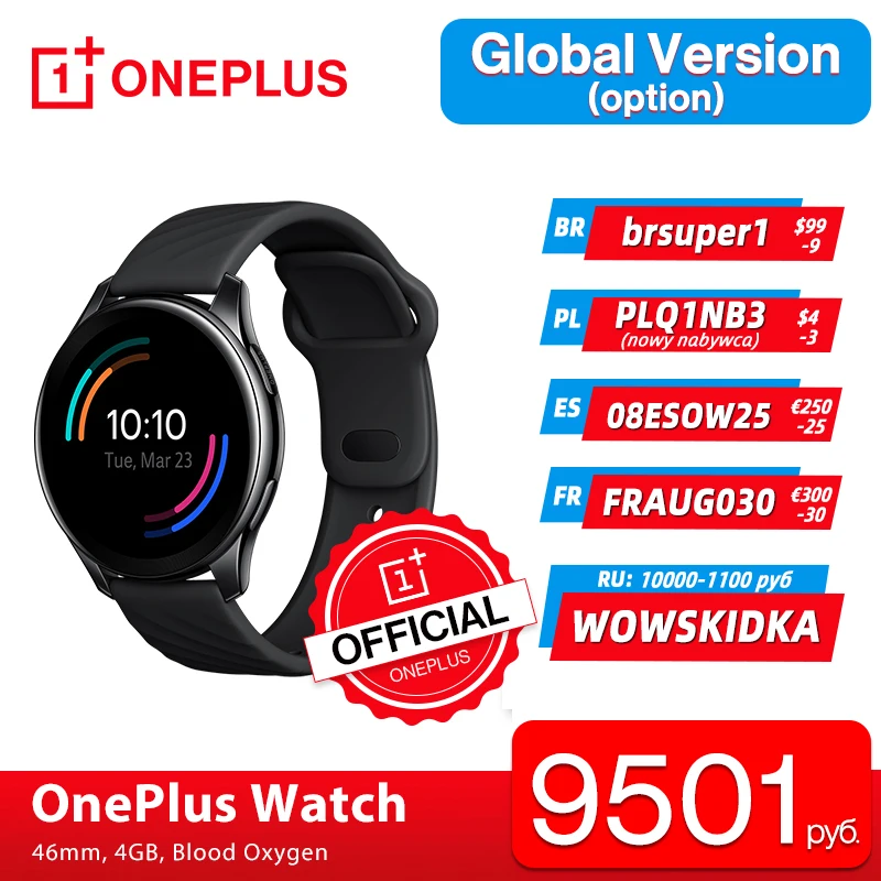 TRENDING! Global OnePlus Watch 4GB Smart Watch Blood Oxygen Up to 14 days 1.39'' AMOLED GPS For OnePlus 9 9Pro 8 8T OnePlus Official Store
