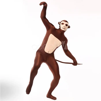

High Quality Adult/Children Mens/Womens Halloween Monkey Pattern Cosplay Costumes Lycra Zentai Animal Costume Full Body Suit