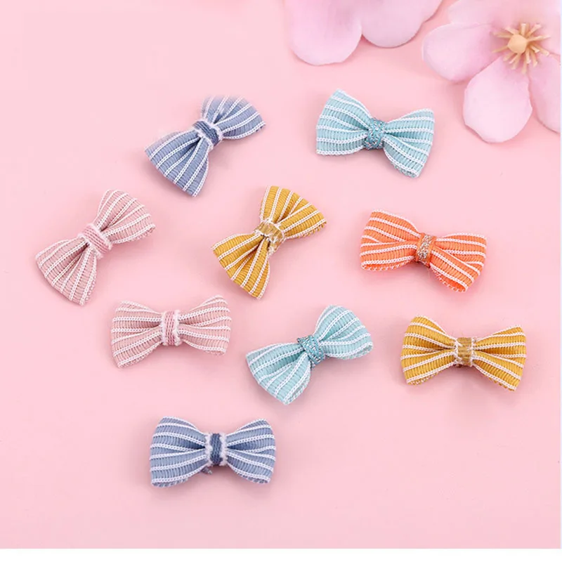 Candy Color Hairpin Bow Girl Hairpin Lovely Hand Knitted Striped Hairpin Children's DIY Party Hairpin Accessories 1set new girls lovely heart fashion women hairpins children sweet hair clip barrettes headband kids hair accessories