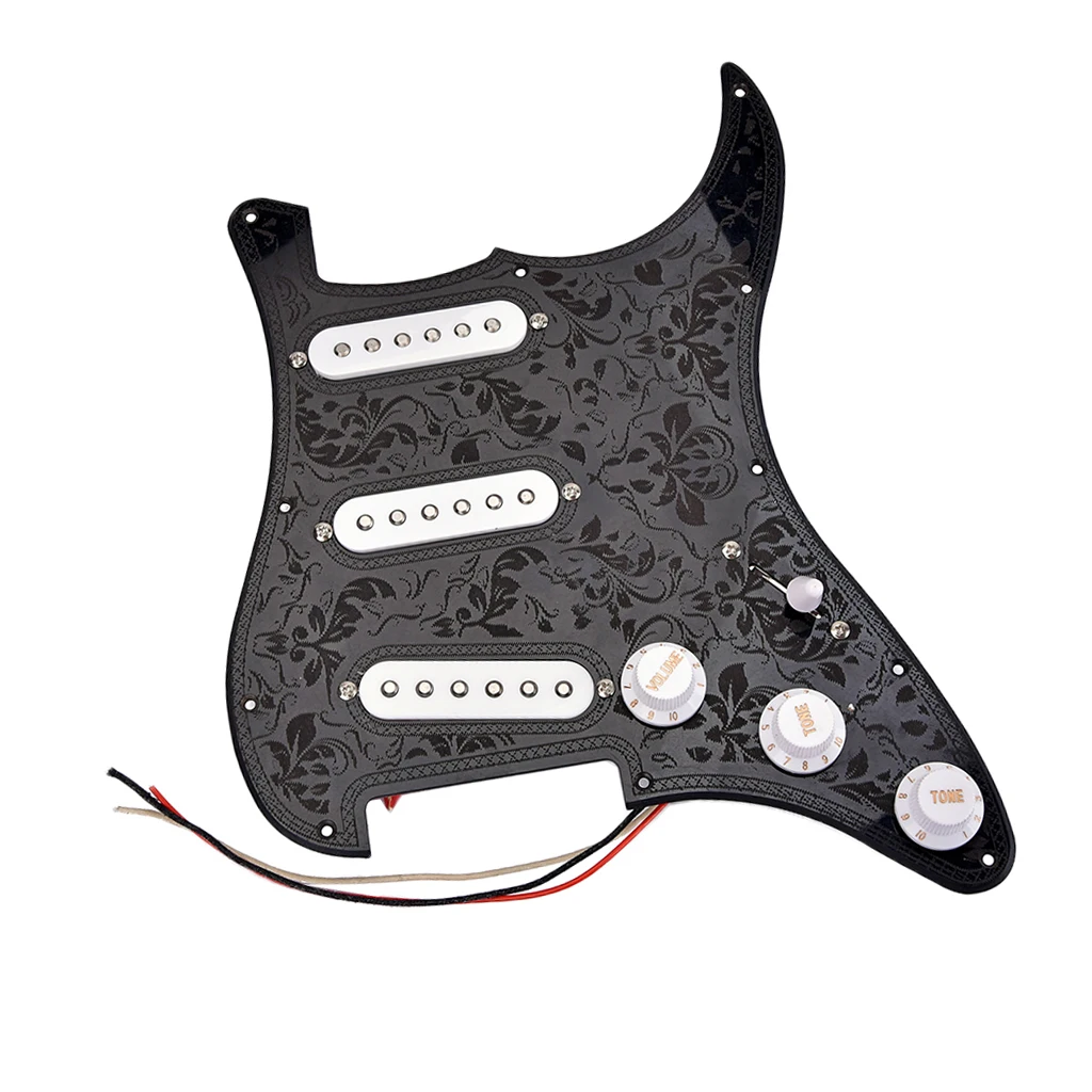 3Ply SSS Prewired Loaded Pickguard Electric Guitar Humbucker Parts Black 11.14x8.86x0.55inch
