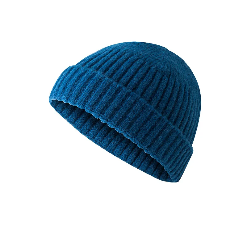 Blue Новые однотонные вязаные теплые мягкие модные шапки бини женские простые корейские стильные женские шерстяные повседневные унисекс Docker матросские кепки - Цвет: Blue