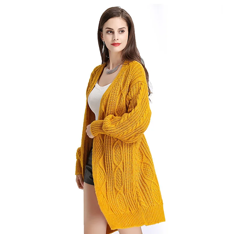 

Spring And Autumn New Style WOMEN'S Dress-Style Coat Women's Casual Loose-Fit Sweater Large Size Dress Long Knitted Cardigan Fas