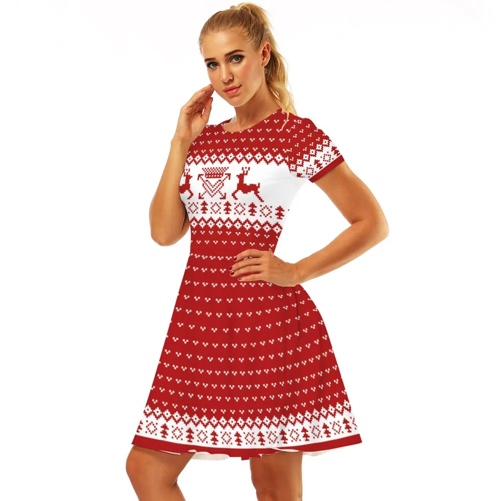 Модные женские платья Снеговик Рождественская одежда дамское платье Красный 1950s с принтом нот винтажный костюм качели вечернее платье vestidos