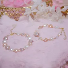 Lujosa pulsera Vintage de perlas naturales de agua dulce, exquisita pulsera con cadena de oro para mujer, joyería de regalo de aniversario para niñas