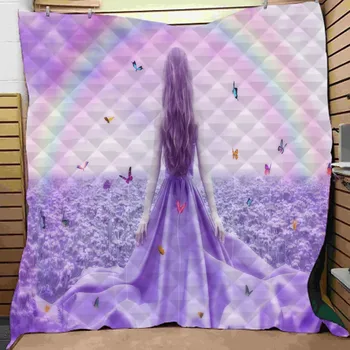 

High Quality Warm Bed Quilt Rainbow Print Kids Bedroom Thin Blanket Bed Cover Soft Bedspread on Sofa Couch Travel Picnic Blanket