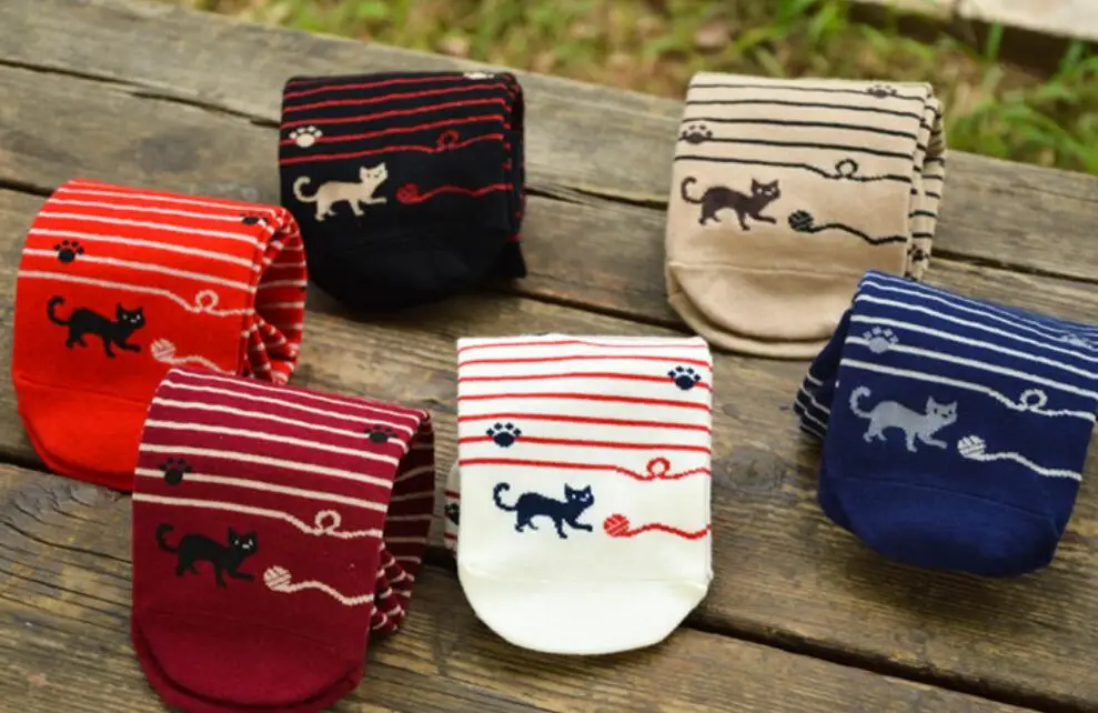 Милые носки с котом, корейские Хлопковые женские носки с буквенным принтом,, Рождественские Зимние теплые забавные женские носки, счастливые носки