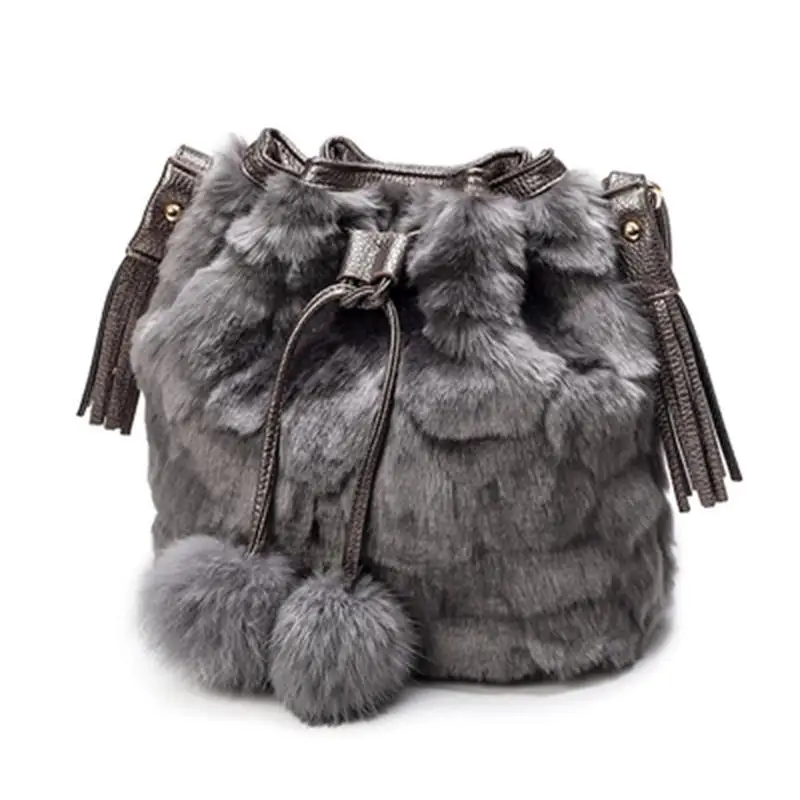 

2018 Autumn And Winter New Style Furry WOMEN'S Bag Korean-style Fashion Leopord Pattern Bucket Bag Women's Crossbody Bag