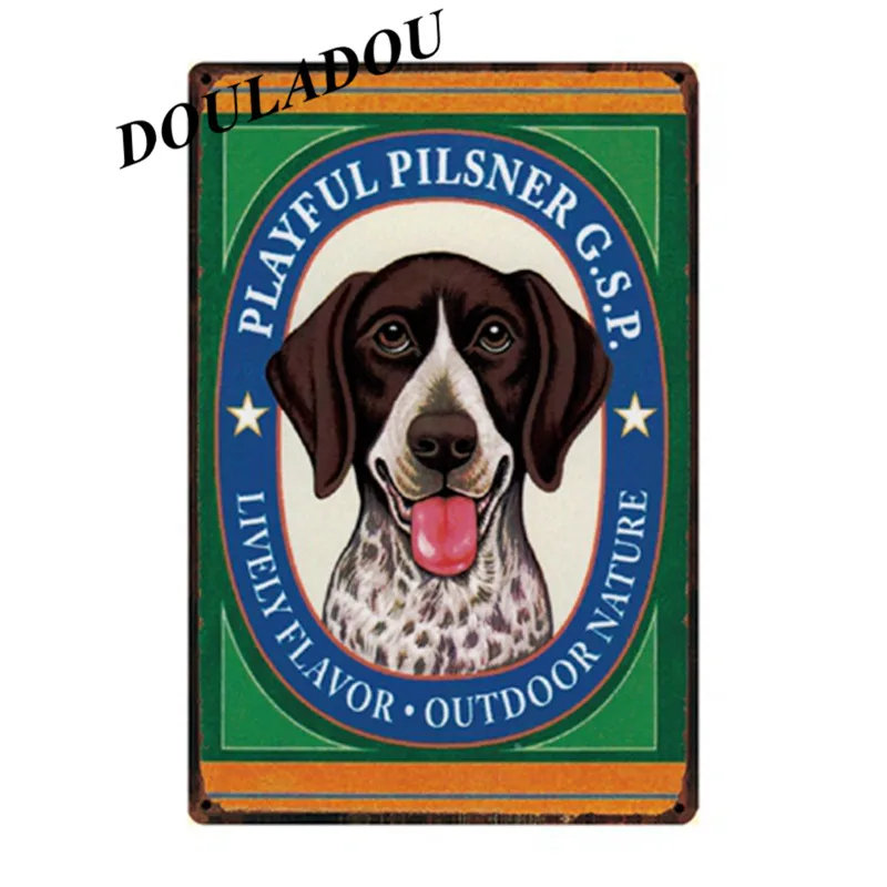 [Douladou] животное собака металлический знак для бара pet shop табличка винтажный оловянный знак бульдог Золотой модный красивый постер украшение для дома 30*20