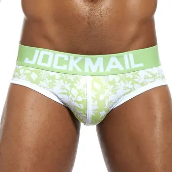 

JOCKMAIL Men Sexy Underwear Briefs Leaf Print Cotton Sweat-absorbent Cueca Masculina Gay Bielizna Meska
