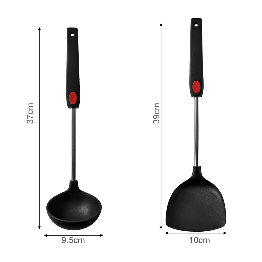 Силиконовая лопатка набор суповых ковшей ручка из нержавеющей стали