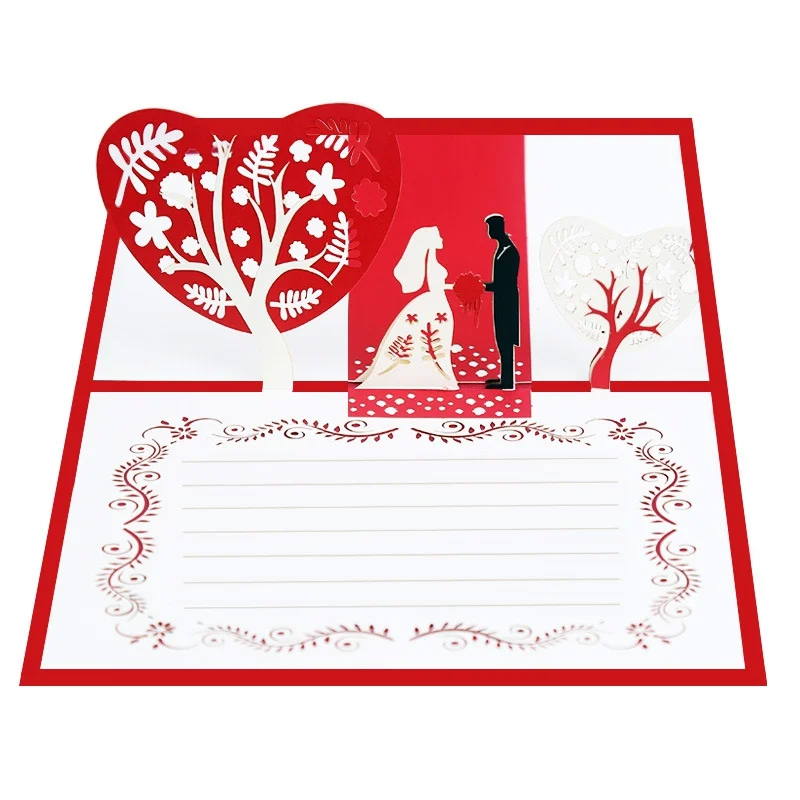 3D Wedding Greeting Card Stereo Party Invitations Card Thanksgiving Blessing Wish Cardss - 4000521627673