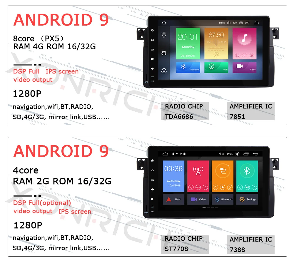 Top AutoRadio Car Multimedia Player 1 Din Android 9.0 For BMW E46 M3 Rover 75 coupe 318/320/325/330/335MGZT GPS Navigation head Unit 3