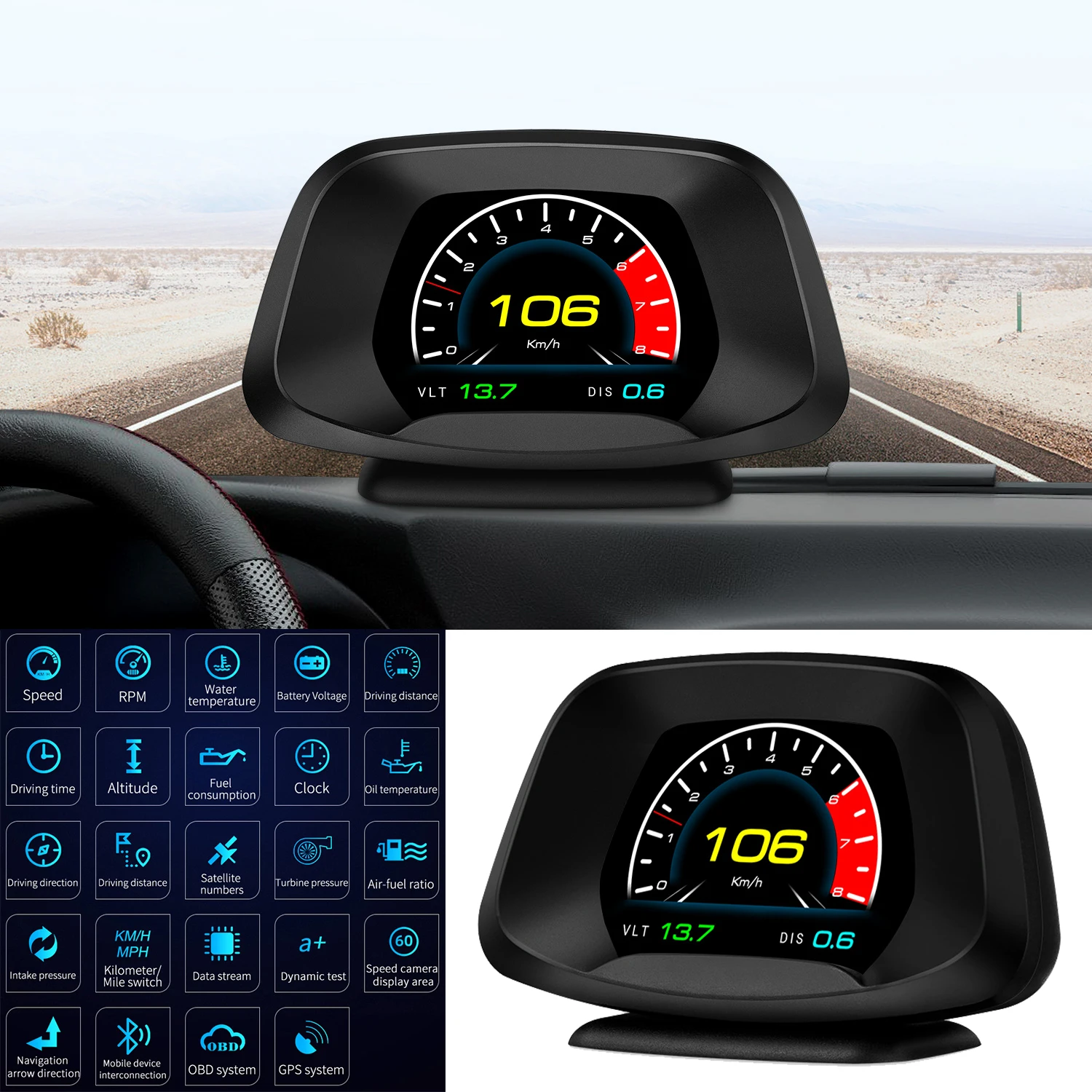 Fashion Frontier Car OBD2 HUD Head Up Display Navigation Digital GPS