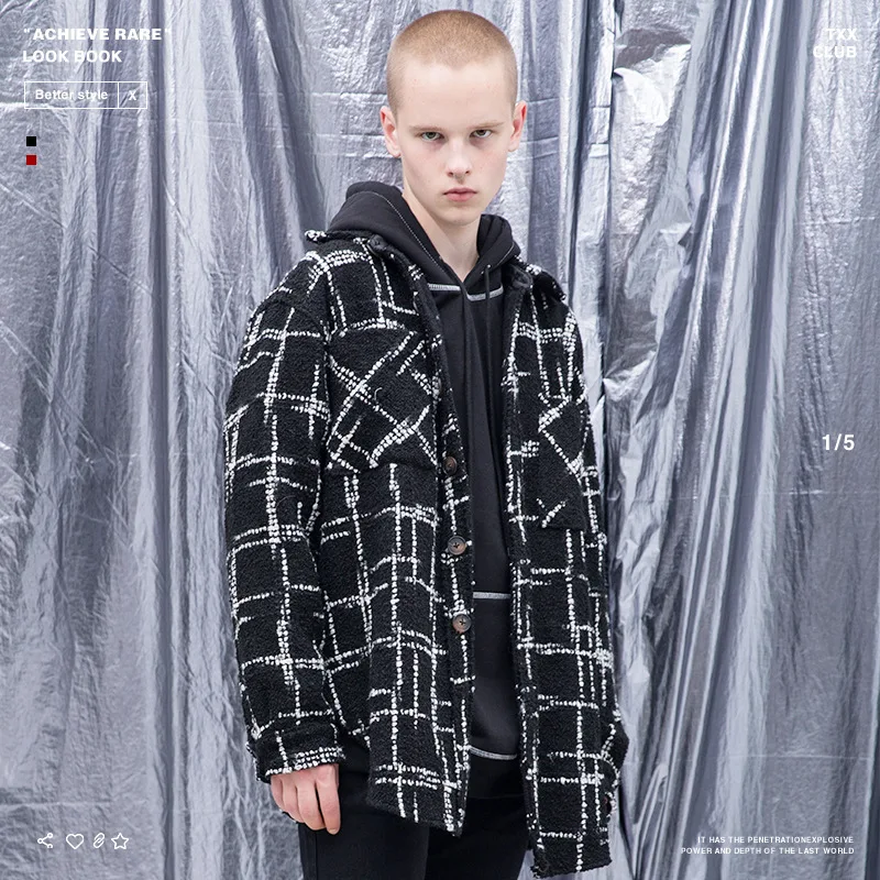 

2018 Europe And America Popular Brand Autumn And Winter New Style Men'S Wear Pattern round Hem Men's Loose-Fit Coat Jacket