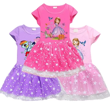

Sophia Dress Baby Girl 2020 Summer Little Pony Cartoon Girls Rainbow Costume Casual Party Dresses Children's Pony Birthday Dress