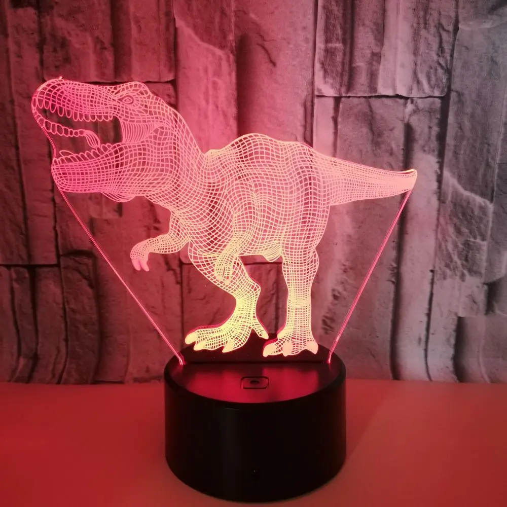 Динозавр 3D ночник иллюзия Led 7 цветов Изменение сенсорный настольная лампа