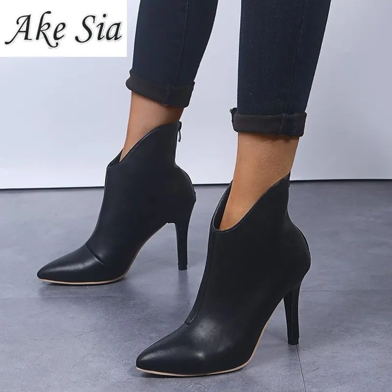

2019 new snake pattern women's boots back zipper snakeskin pattern pointed stiletto Chelsea boots booties mujer