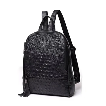 

2020 New Alligator Woman Backpack Cowskin Leather Ladies Travel Hiking Scool Bag Girls Double Shoulder Bags Tassel Zipper