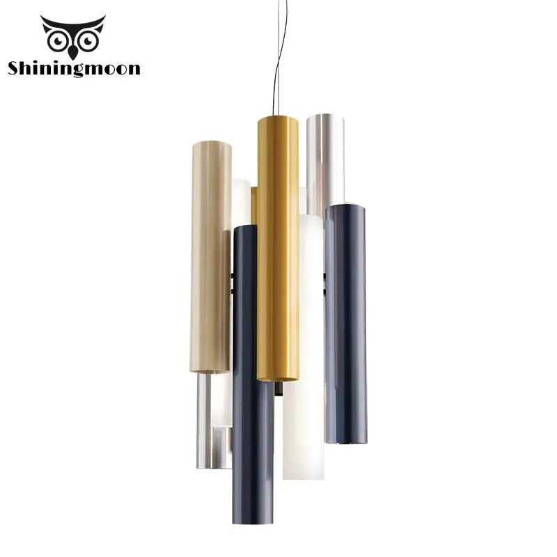 

Post Modern Design Long Tube Pendant Lights Nordic Coffee Store Living Room Home Decor Pendant Lamp 220V Aluminum Light Fixture