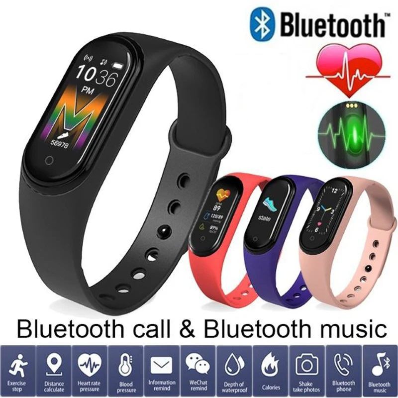 

Reloj M5 Smart Watch 2020 Bluetooth Call/Music Smart Band Sports Waterproof Heart Rate Blood PressureWristband Smart Bracelet