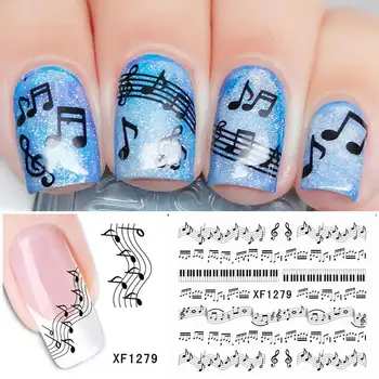 

Fashion Musical Note Lady DIY Nail Art Sticker Water Transfer Decal Charm Gift