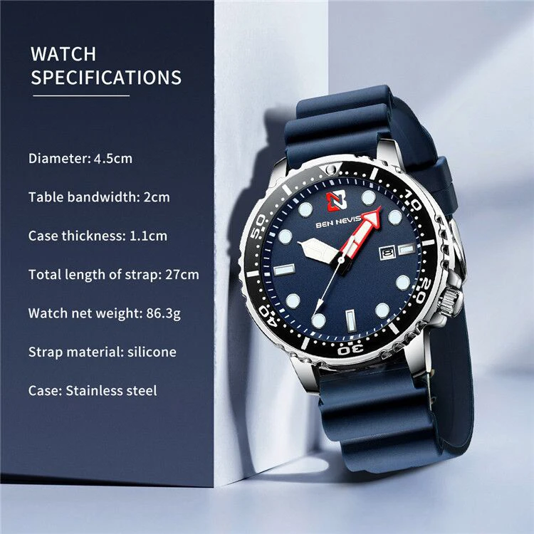 Men Watch Quartz Wristwatch for men Military Silicone Mens Wristwatches BEN NEVIS Gift for Male Rel
