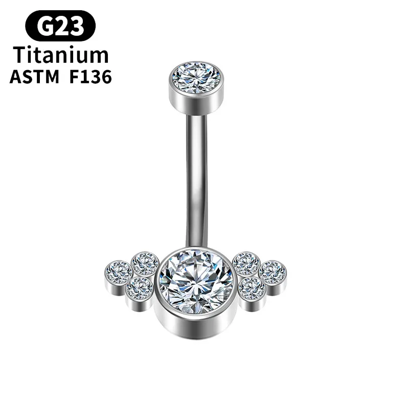

ASTM F136 Titanium wing Navel Curves Bellybutton Ring Barbell Drop Dangle Belly Button Piercing Cz Stone Navel Ring Body Jewelry