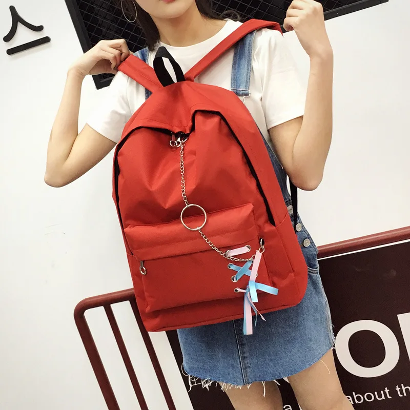 

2018 Summer Solid Color Simple Versatile Travel Casual Outdoor Wear-Resistant Waterproof And Breathable Students Backpack Women'