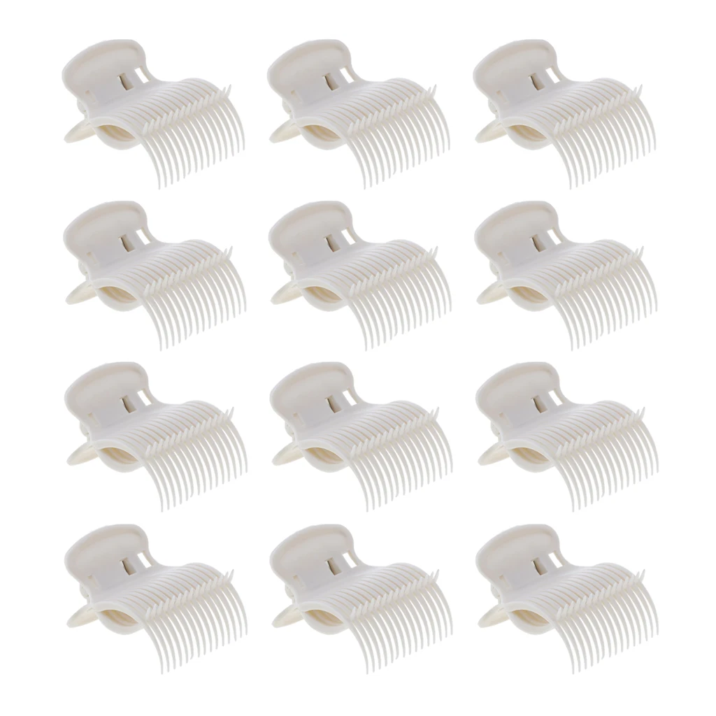 24Pcs Salon Plastic Hot Roller Super Clips Hair Curler Claw Clamps for Women, Beige+Black