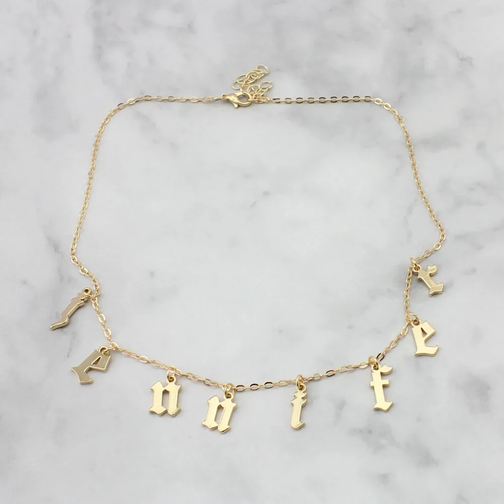 Готическое ожерелье-чокер, Старое Английское ожерелье с надписью на заказ, персонализированное золотое ожерелье с датой рождения, ювелирное изделие для женщин - Окраска металла: 8  Letters