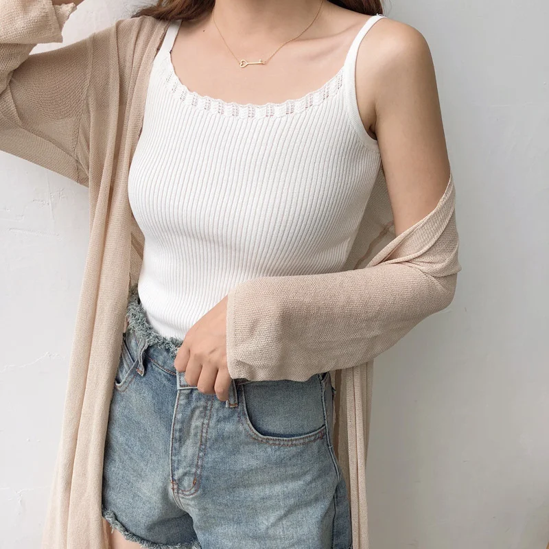 Новые сексуальные трикотажные топы ropa mujer, Летний Топ для женщин, топы на тонких бретелях