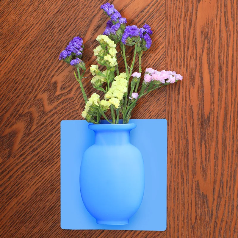 Декоративная Волшебная ваза для дома, силиконовая клейкая ваза для растений, бесшовная наклейка, бутылка на стену, ваза на присоске для стеклянной стены