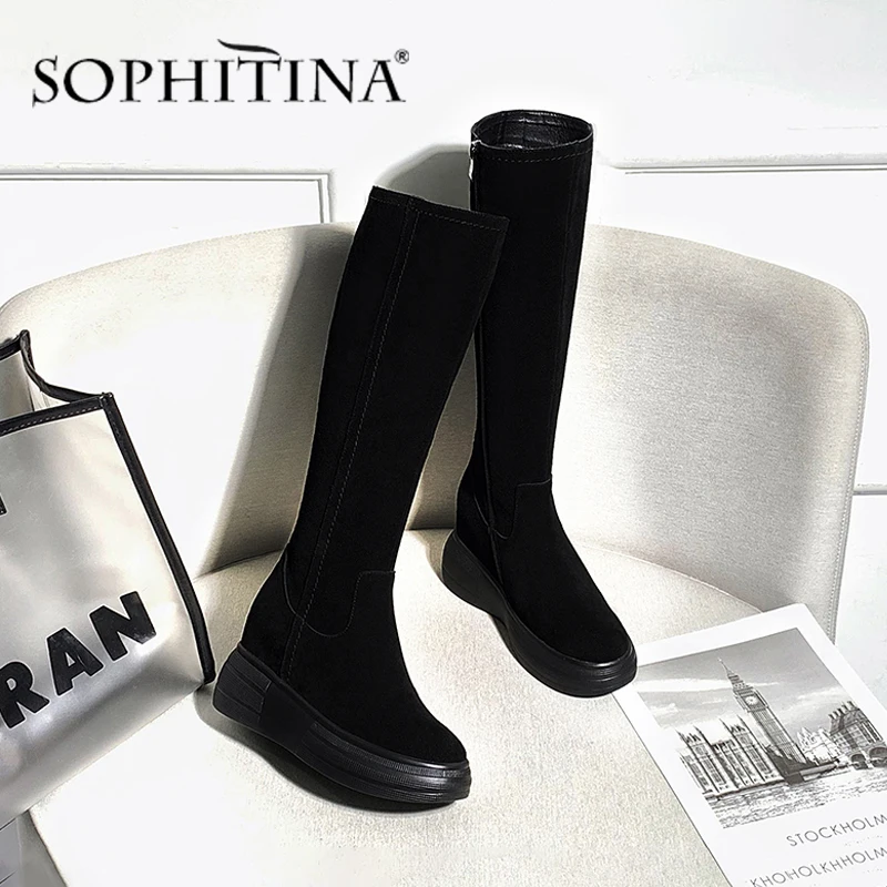 SOPHITINA/женские ботинки ручной работы из натуральной коровьей замши Удобная