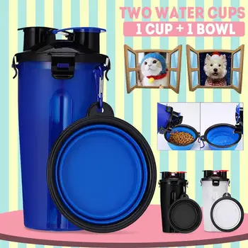 

Food Water Feeder Cup Folding Prevent Throat Plate Interactive 2 in 1 Silicone Portable Reduce Gastrointestinal Burden